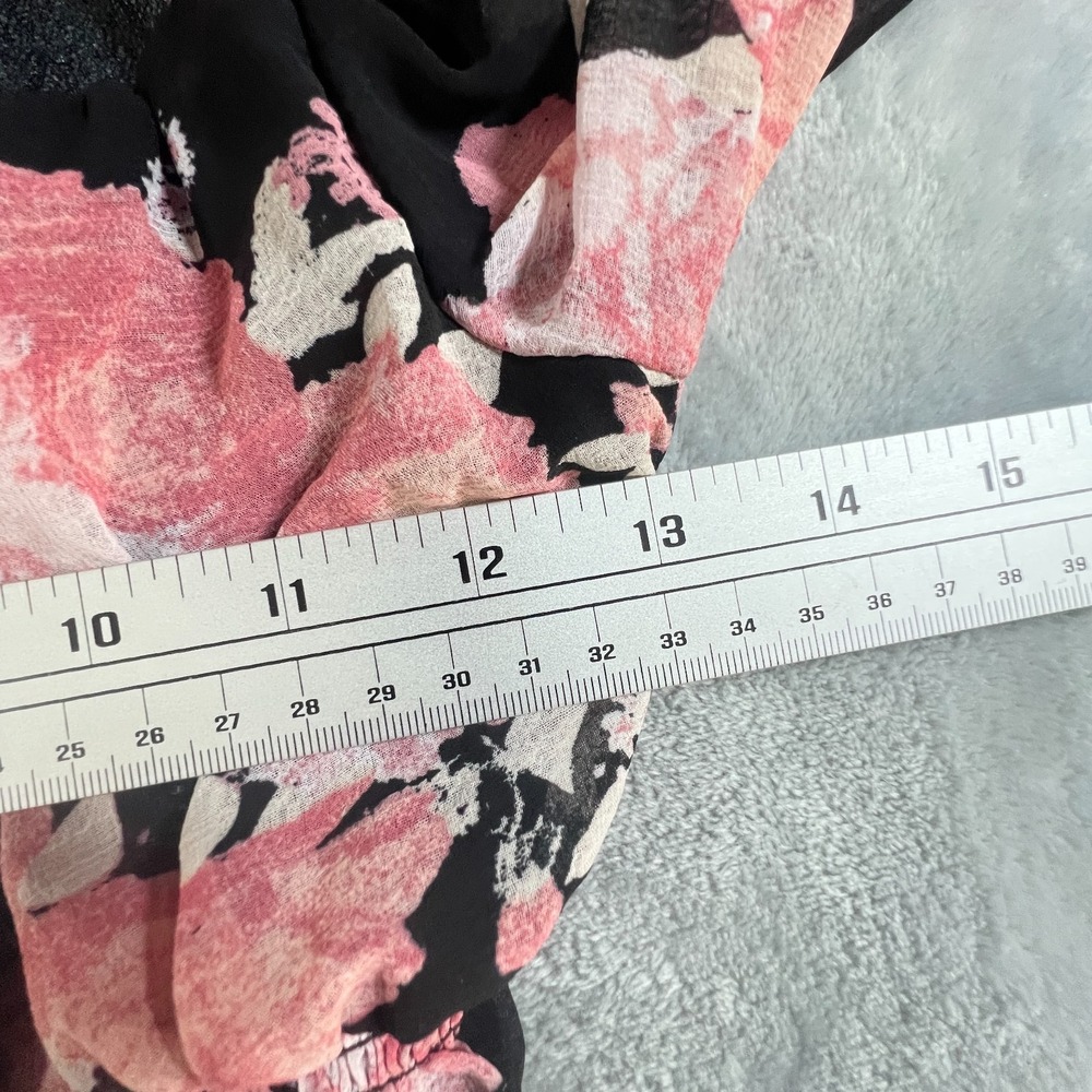 Free People Intimately Black Pink Floral Lace Sheer Peplum Top NWT Sz S Babydoll - Picture 8 of 15